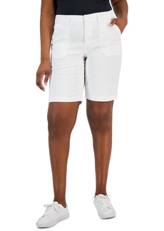 Karen Scott Women's Mid Rise Stretch-Waist Shorts, Created for Macy's - Bright White
