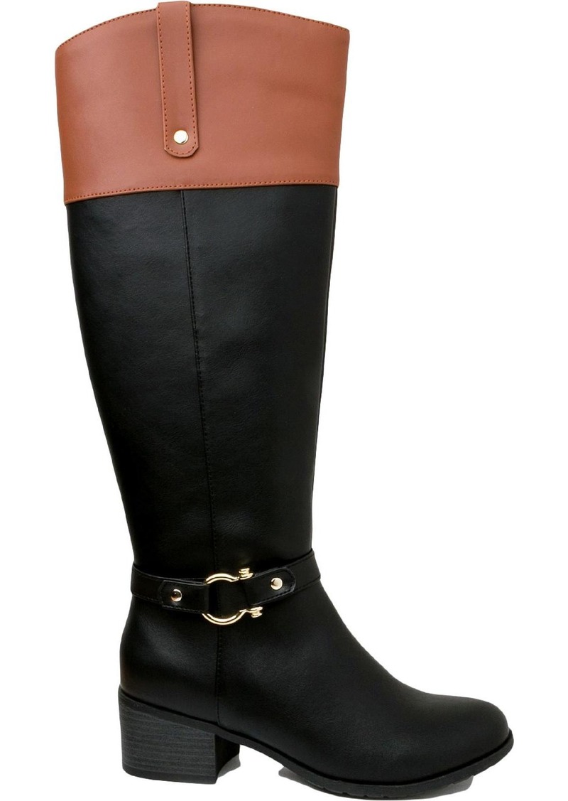 Karen Scott Vickyy Womens Extra Wide Calf Faux Leather Knee-High Boots