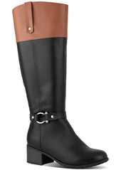 Karen Scott Vickyy Womens Faux Leather Block Heel Knee-High Boots