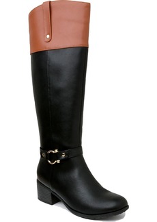 Karen Scott Vickyy Womens Faux Leather Stacked Heel Knee-High Boots