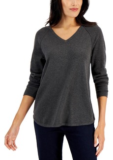 Karen Scott Womens Cotton V-Neck Pullover Sweater