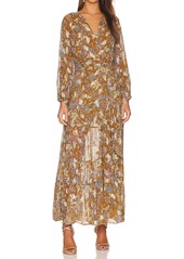 Karina Grimaldi Grecia Print Dress In Camel Garden
