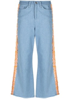 Karl Lagerfeld bouclé-detail wide-leg jeans