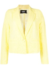 Karl Lagerfeld broderie-anglaise cropped cotton blazer