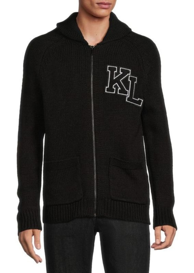 Karl Lagerfeld Cable Knit Wool Blend Sweater