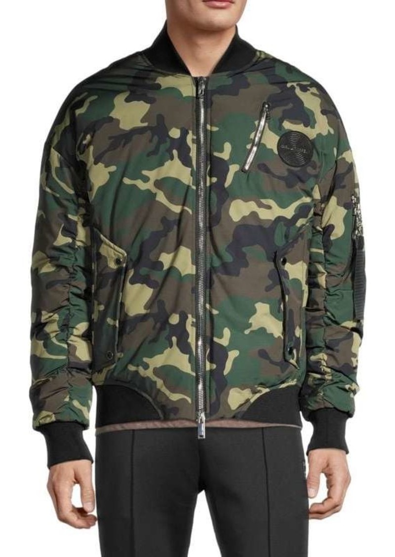 Karl Lagerfeld ​Camo Zip-Up Puffer Jacket