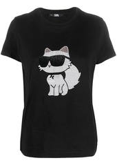Karl Lagerfeld Ikonik Choupette rhinestone-embellished T-shirt