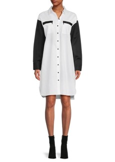 Karl Lagerfeld Colorblock Cotton Poplin Shirt Dress
