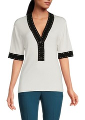 Karl Lagerfeld Contrast Trim Ribbed Sweater