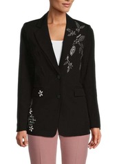 Karl Lagerfeld Crystal Embellished Floral Blazer