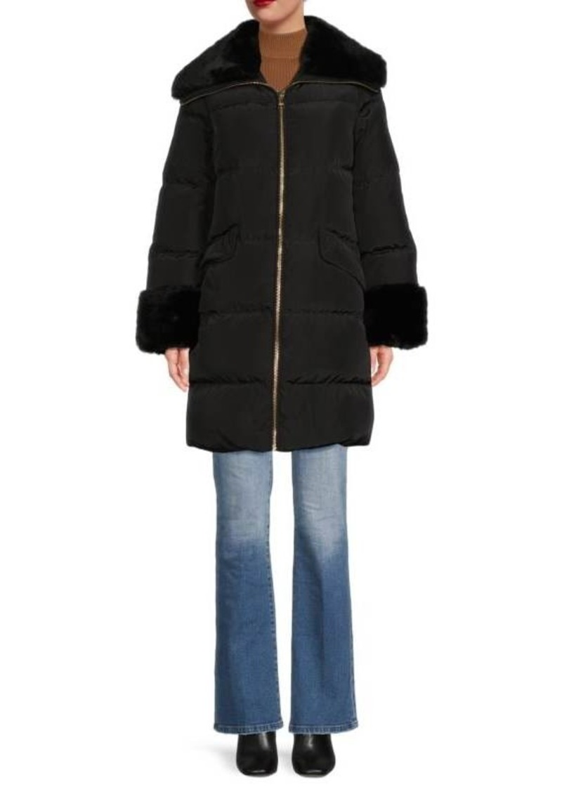 Karl Lagerfeld Down Blend Faux Fur Trim Jacket