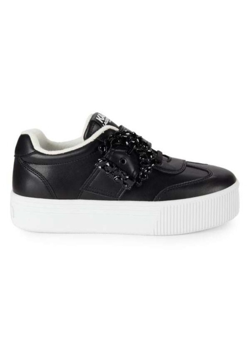 Karl Lagerfeld Embellished Buckle Platform Sneakers