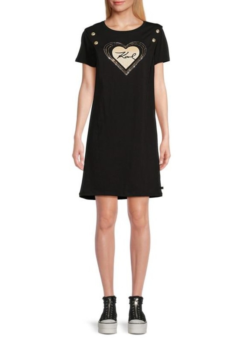 Karl Lagerfeld Embellished Heart Mini Dress