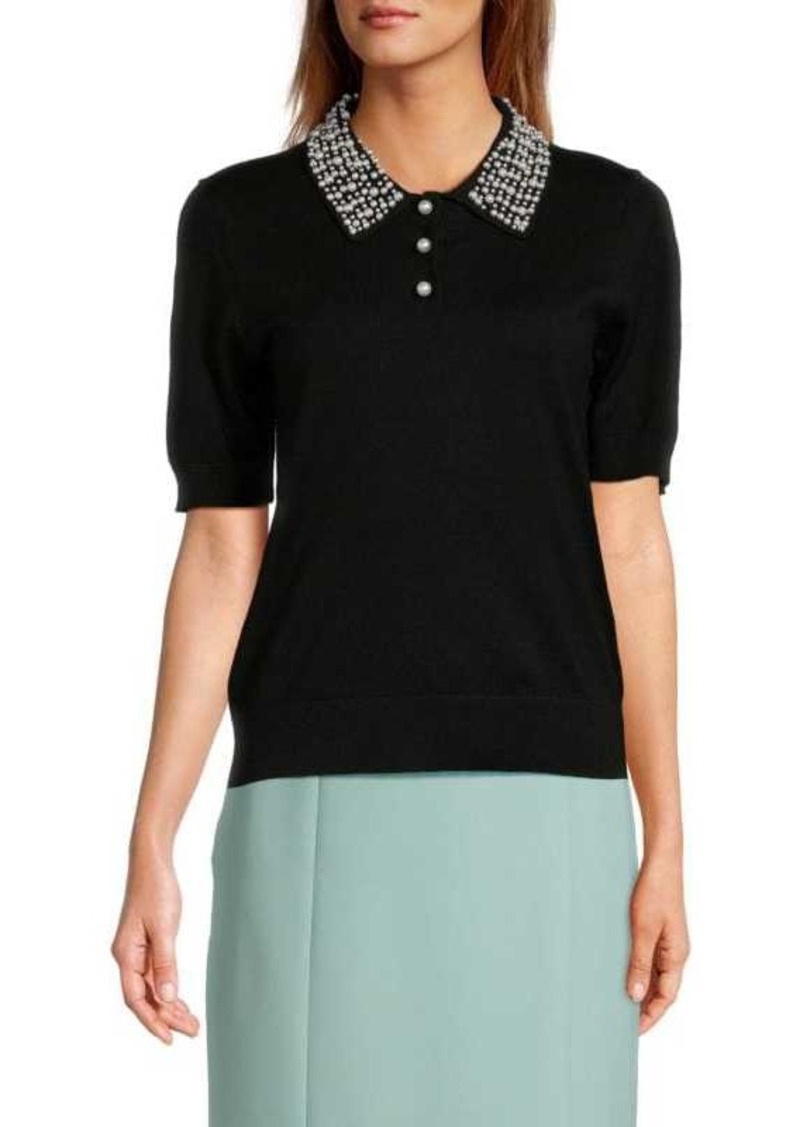 Karl Lagerfeld Embellished Sweater Polo