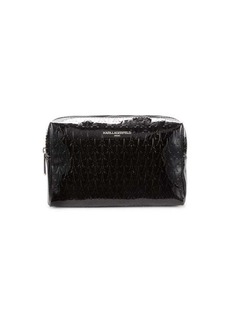 Karl Lagerfeld Embossed Patent Leather Cosmetic Case