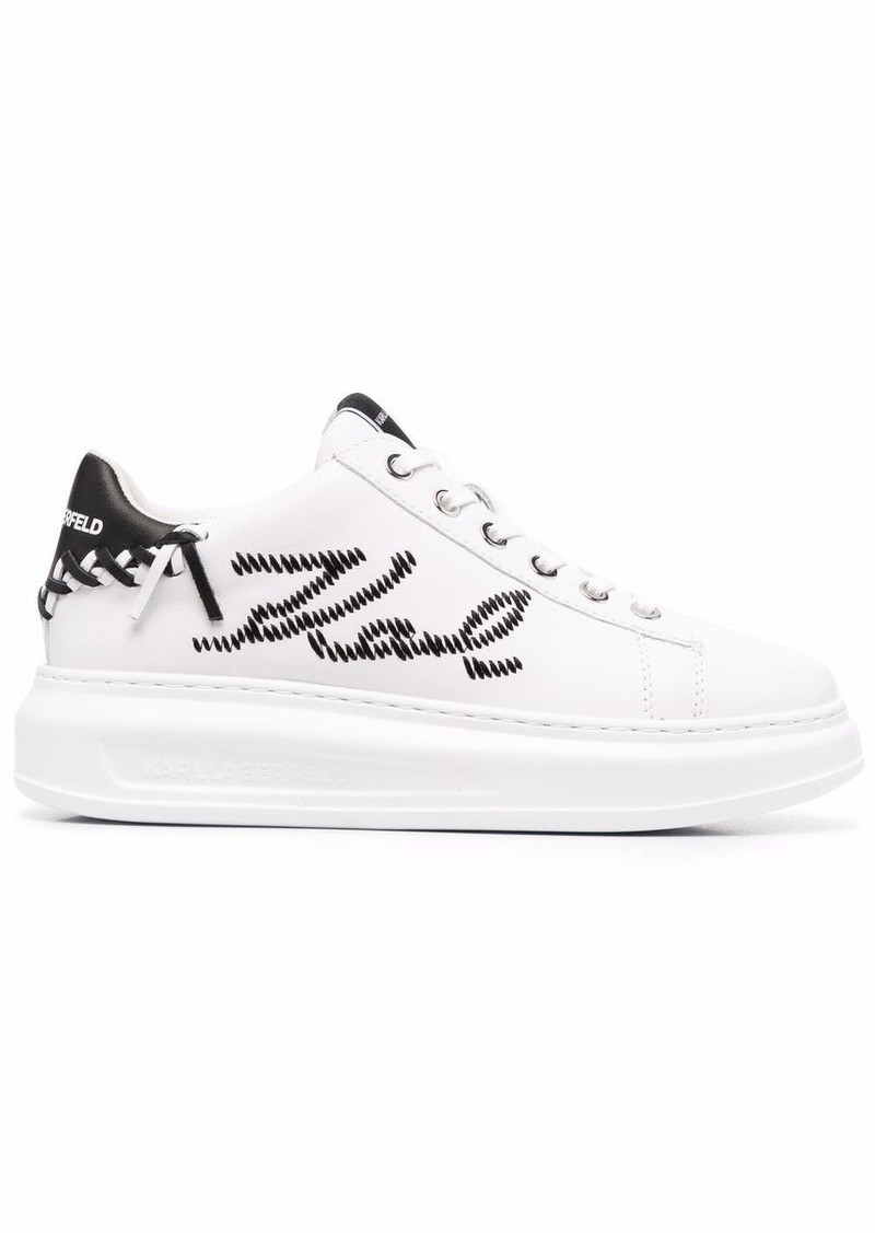 Karl Lagerfeld embroidered-logo leather sneakers