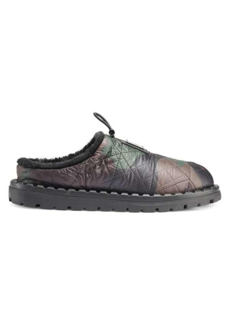 Karl Lagerfeld Faux Fur Camouflage Camping Slippers