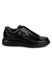 Karl Lagerfeld Faux Fur Trim Laceless Leather Sneakers