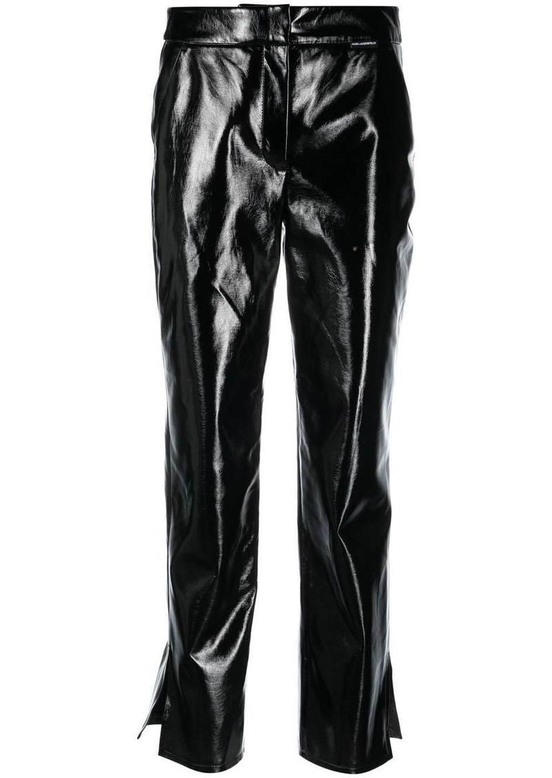 Karl Lagerfeld faux-leather patent-finish trousers