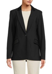 Karl Lagerfeld Faux Leather Single Breasted Blazer