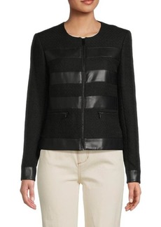 Karl Lagerfeld ​Faux Leather Tweed Jacket