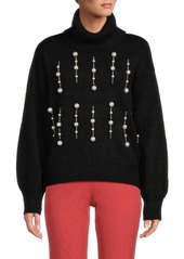 Karl Lagerfeld ​Faux Pearl Turtleneck Sweater