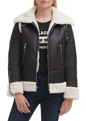Karl Lagerfeld Faux Shearling Bomber Jacket