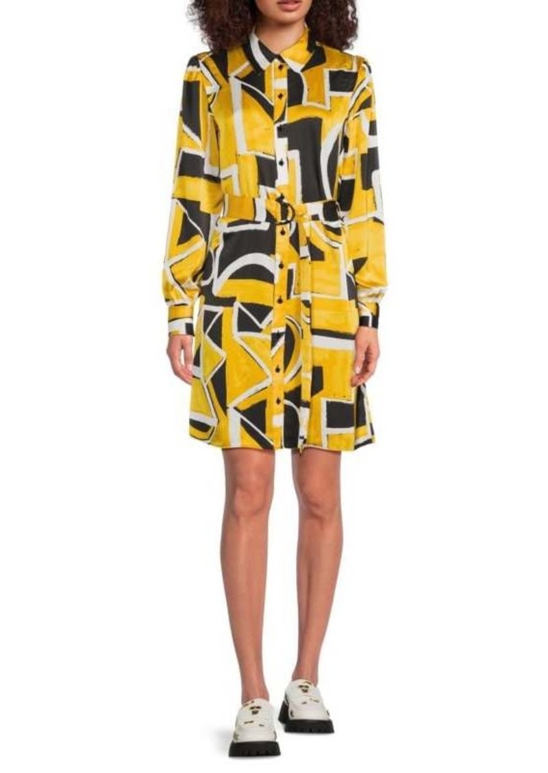 Karl Lagerfeld Geometric Belted Mini Shirtdress