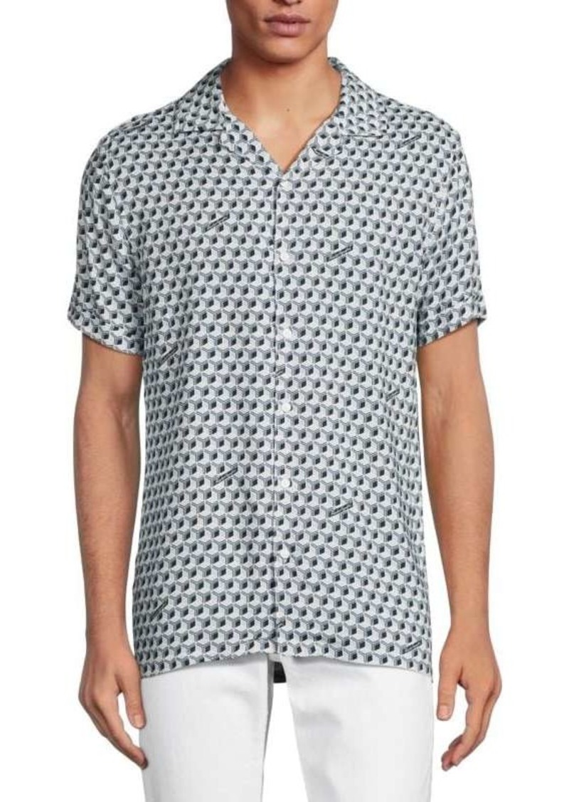 Karl Lagerfeld Geometric Print Camp Shirt