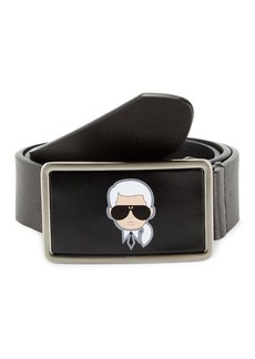 Karl Lagerfeld Graphic Plaque Leather Belt