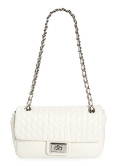 KARL LAGERFELD Agyness Large Leather Shoulder Bag in Winter White/Silver at Nordstrom Rack