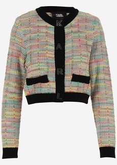 KARL LAGERFELD BOUCLÉ KNIT CARDIGAN WITH KARL BUTTONS
