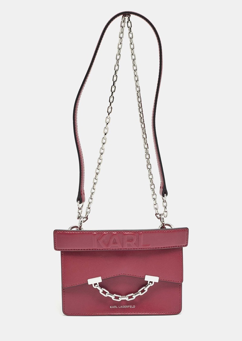 Karl Lagerfeld Burgundy Leather K/karl Seven Top Handle Bag