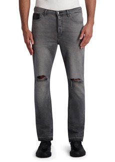 KARL LAGERFELD Distressed Released Hem Relaxed Fit Jeans in Grey at Nordstrom Rack