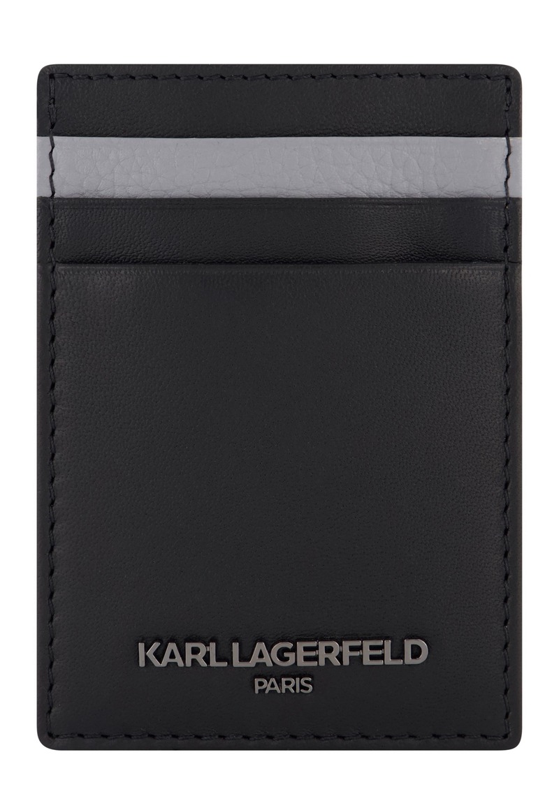 KARL LAGERFELD Leather Credit Cardholder in Black at Nordstrom Rack
