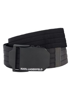 KARL LAGERFELD Logo Clasp Webbed Belt in Black at Nordstrom Rack