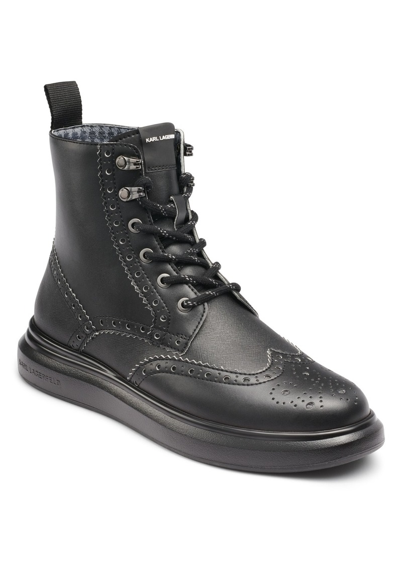 Karl Lagerfeld Men's Side Zip Wingtip Boot - Black