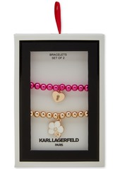 Karl Lagerfeld Paris 2-Pc. Set Orchid Charm Beaded Stretch Bracelets - Pearl