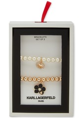 Karl Lagerfeld Paris 2-Pc. Set Orchid Charm Beaded Stretch Bracelets - Pearl