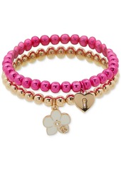 Karl Lagerfeld Paris 2-Pc. Set Orchid Charm Beaded Stretch Bracelets - Pearl