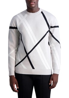 Karl Lagerfeld Paris Asymmetric Stripe Sweater in Light Grey at Nordstrom