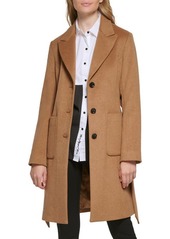 Karl Lagerfeld Paris Belted Wool Blend Patch Pocket Coat