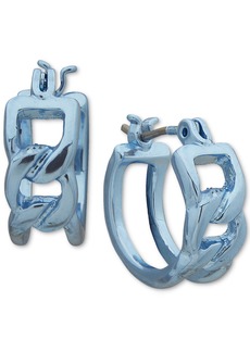 Karl Lagerfeld Paris Blue-Tone Chain Link Hoop Earrings - Blue