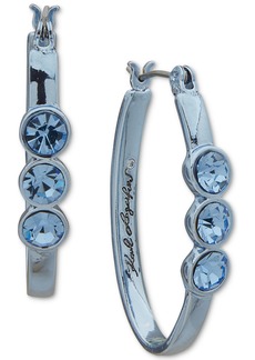Karl Lagerfeld Paris Blue-Tone Crystal Oval Hoop Earrings - Blue