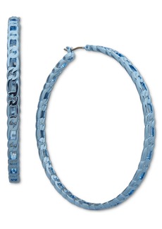"Karl Lagerfeld Paris Blue-Tone Large Chain Link Hoop Earrings, 2.2"" - Blue"