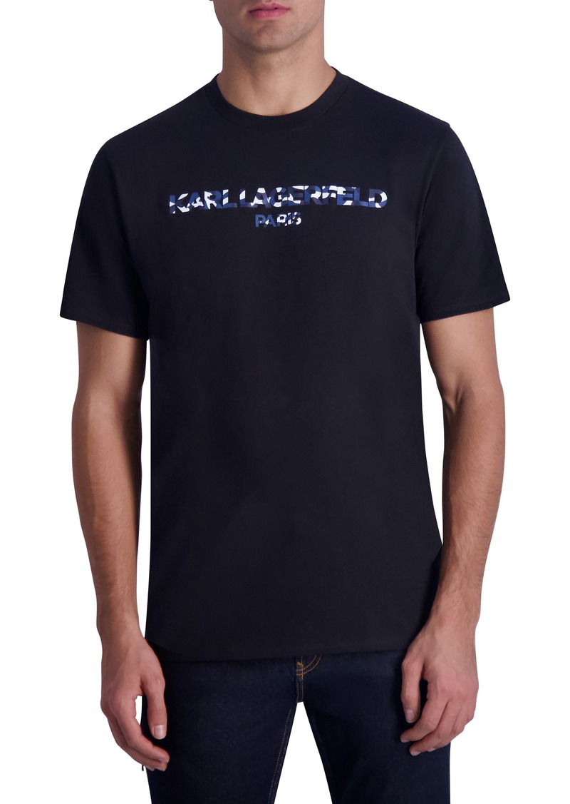 Karl Lagerfeld Paris Camo Logo Graphic T-Shirt in Black at Nordstrom Rack