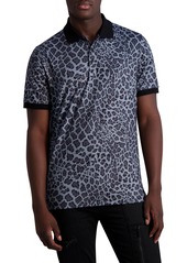 Karl Lagerfeld Paris Cheetah Print Polo Shirt in Grey at Nordstrom Rack