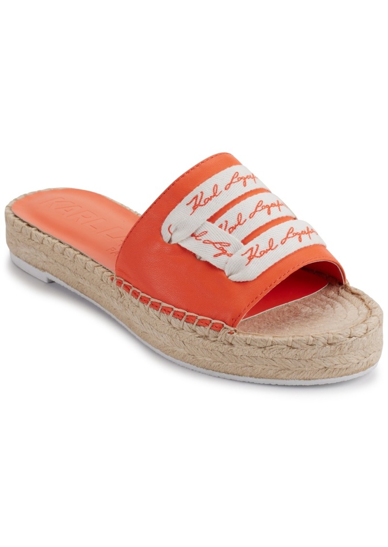 Karl Lagerfeld Paris Cherie Logo Slip-On Espadrille Platform Slide Sandals - Sunkissed Apricot