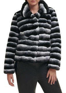 Karl Lagerfeld Paris Chinchilla Faux Fur Jacket in Black White at Nordstrom