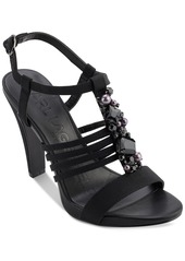 Karl Lagerfeld Paris Cicely Strappy Embellished Dress Sandals - Natural/ Silver